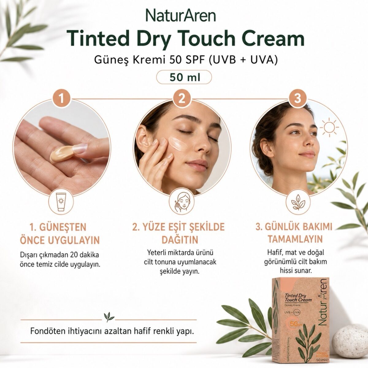 Tinted Dry Touch Fondötenli BB Güneş Kremi SPF 50+ 50 ML - Görsel 6